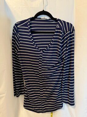 Spense Navy & White Nautical Striped 3/4 Sleeve Top - Size M